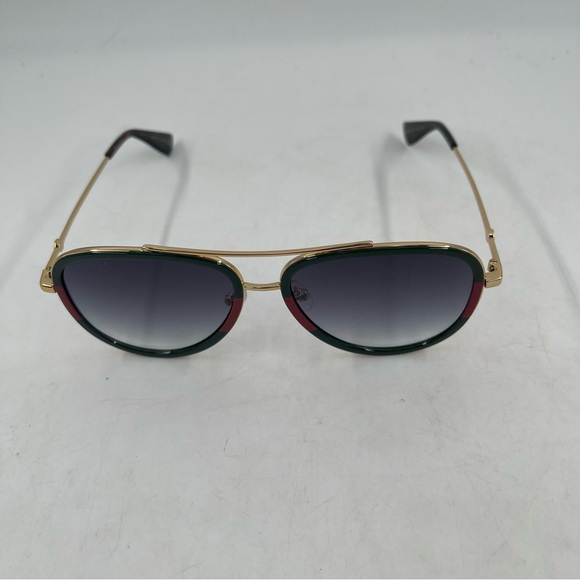 NEW! Gucci Aviator Metal Sunglasses Gold/Green/Red Frames Grey Lens 100% UV - Picture 6 of 16